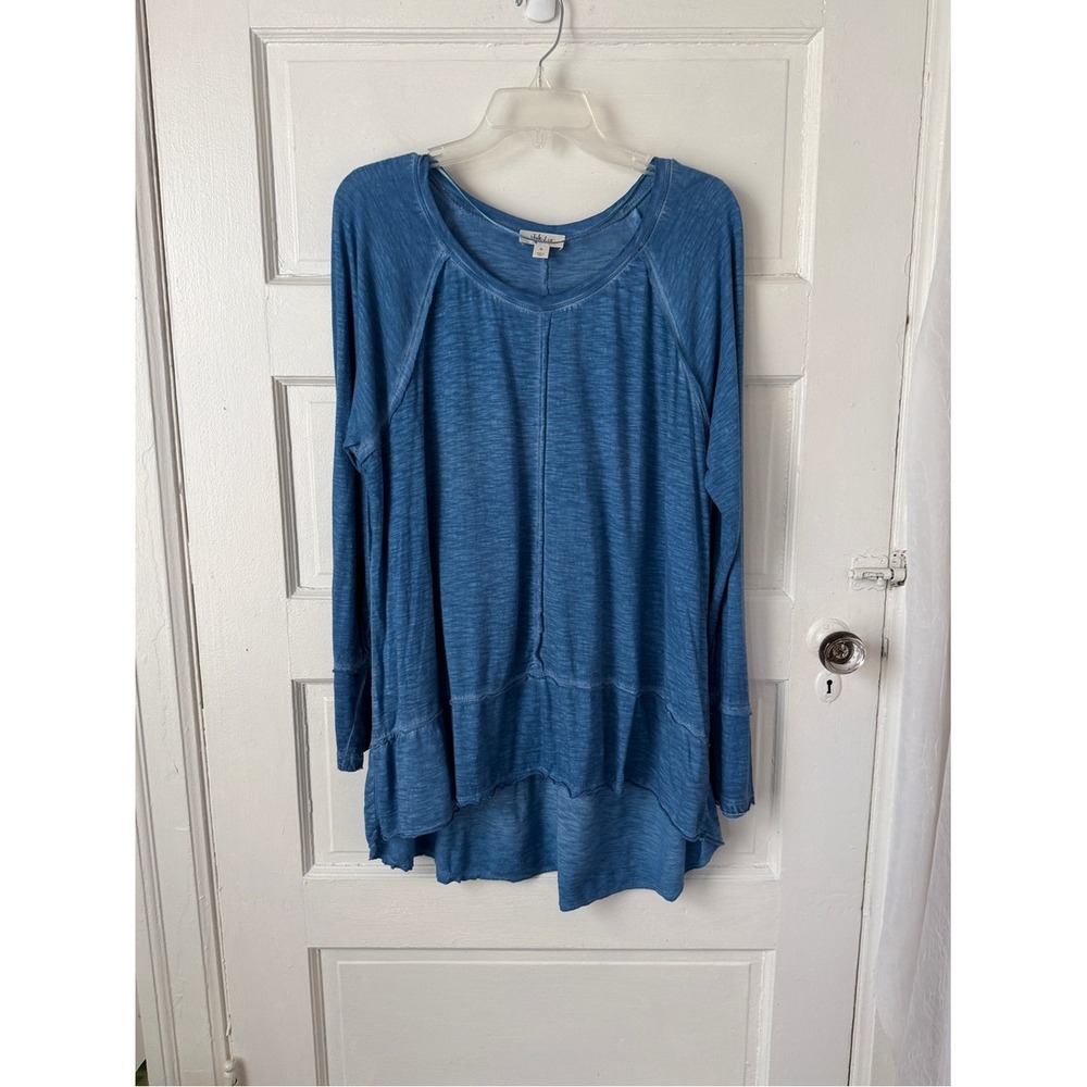 Style & Co. Blue Raglan Long Sleeve High Low Tunic Top Flowy Relaxed Cotton XL - Picture 14 of 14